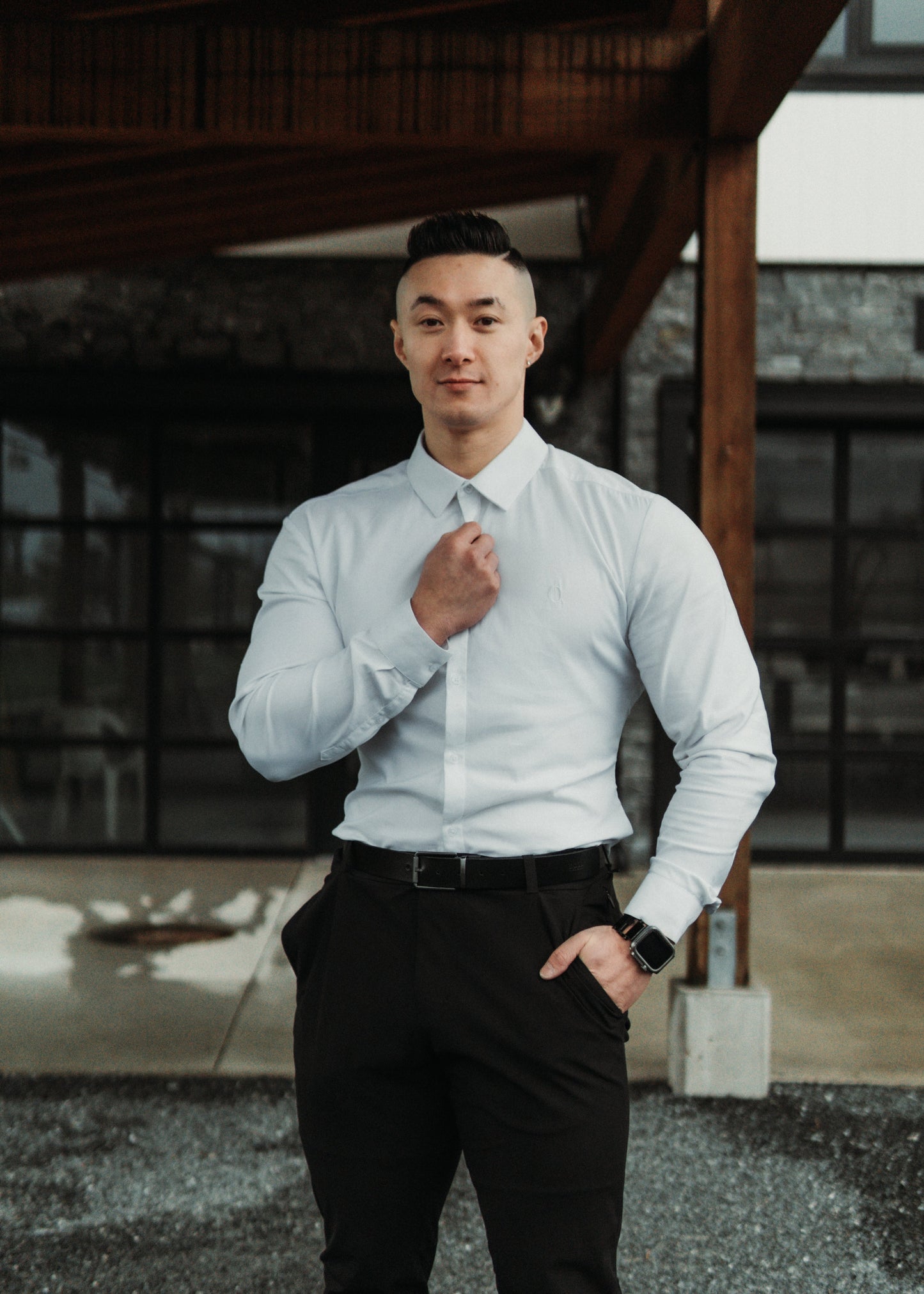 Men's Long Sleeve Tapered Shirt White