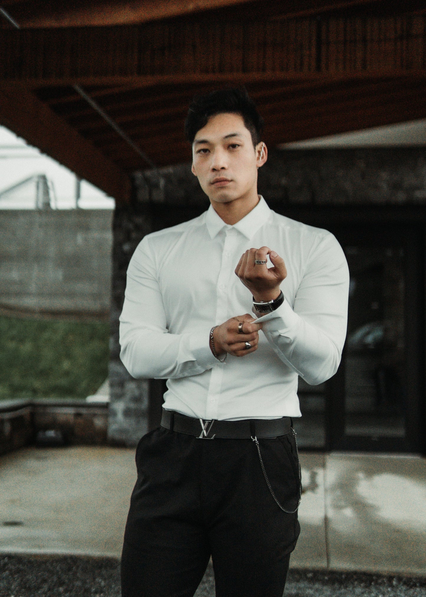 Men's Long Sleeve Tapered Shirt White