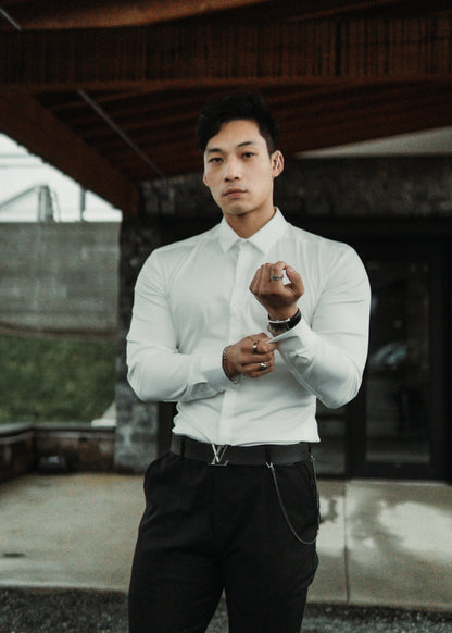 Men's Long Sleeve Tapered Shirt White