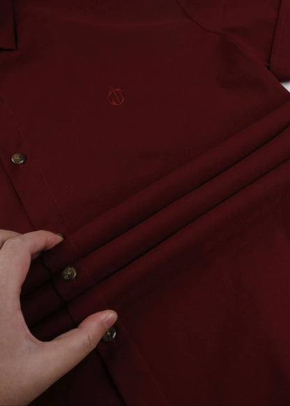 Men's Short Sleeve Tapered Shirt Burgundy