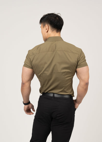 Men's Short Sleeve Tapered Shirt Olive