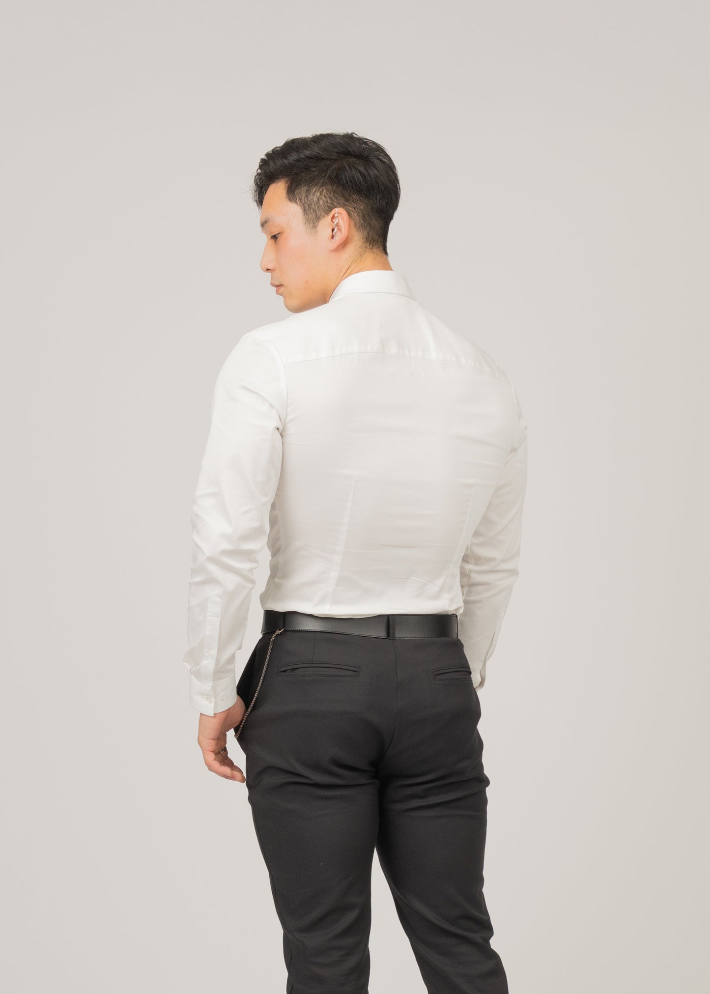 Men's Long Sleeve Tapered Shirt White