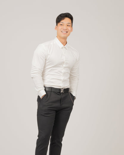 Men's Long Sleeve Tapered Shirt White