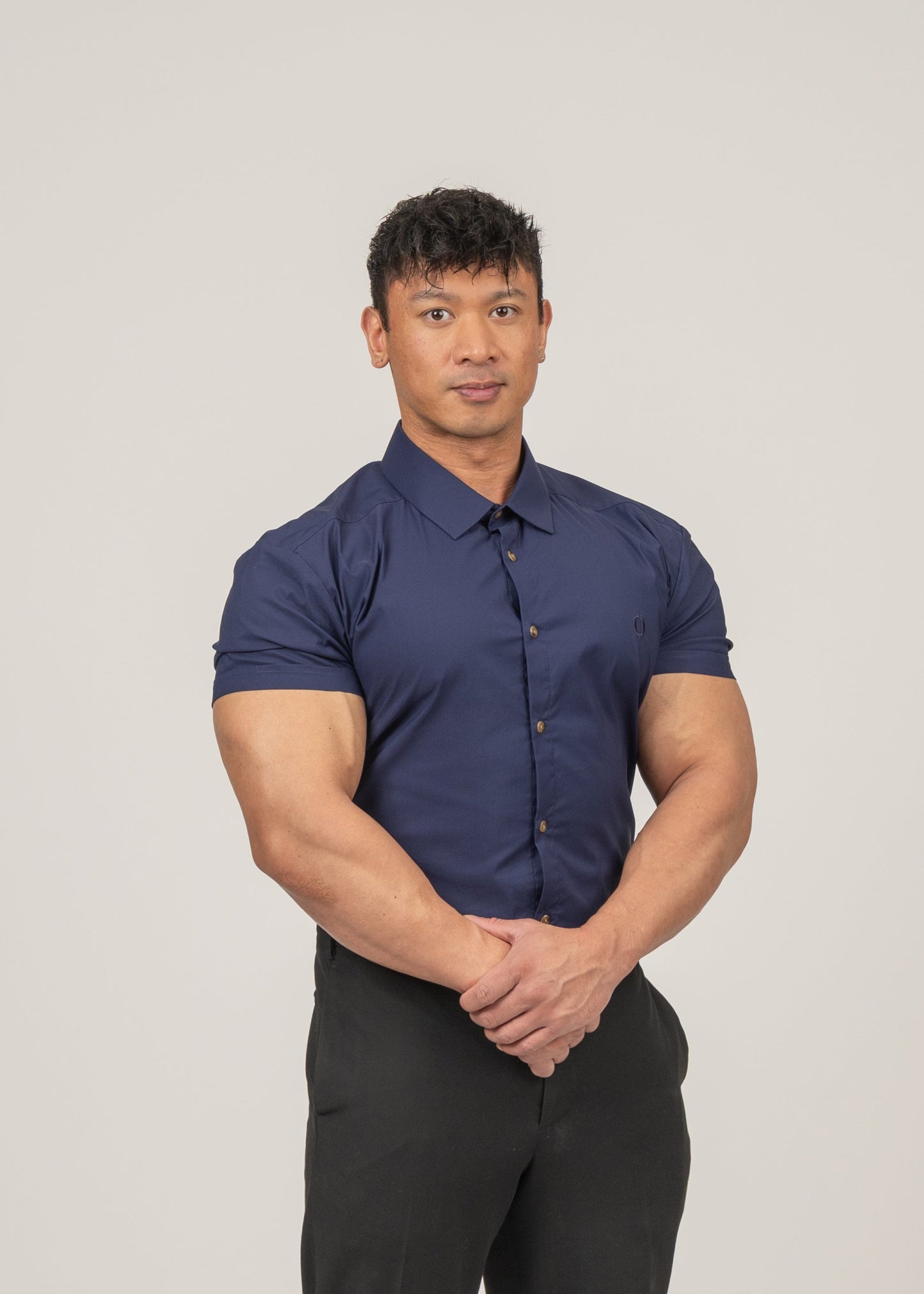 Men's Short Sleeve Tapered Shirt Navy