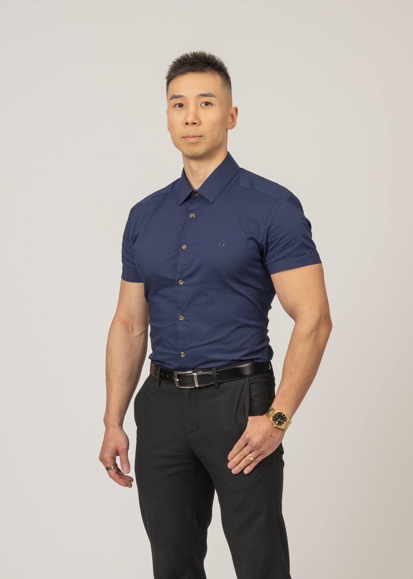 Men's Short Sleeve Tapered Shirt Navy